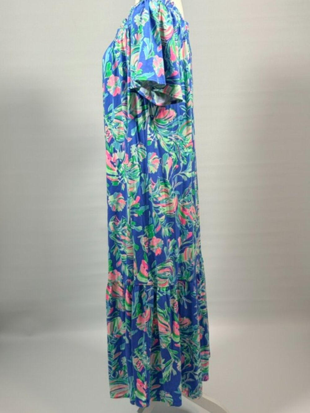 NWT Lilly Pulitzer Merle Off Shoulder Midi Dress Blue Fare Fancy Fins XL - Picture 5 of 11